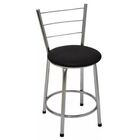 Kit 4 Banquetas Baixas Cromada Com Encosto Assento Preto