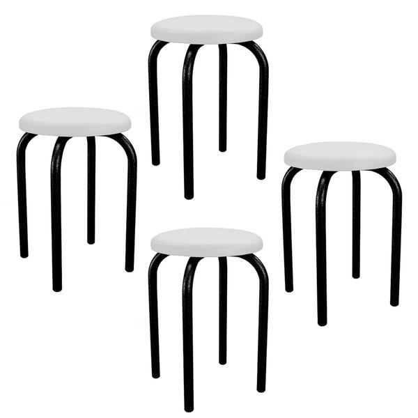 Kit 4 Banquetas Baixas Empilháveis Em Aço Maviê Sintético Bra