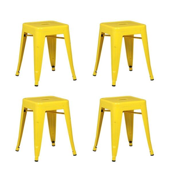 Kit 4 Banquetas Baixas Iron Tolix Titan Rivatti Amarela Base