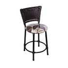 Kit 4 Banquetas Baixas Preta Com Encosto Junco Argila Assento