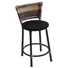 Kit 4 Banquetas Baixas Preta Com Encosto Junco Capuccino Asse