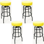 Kit 4 Banquetas Bar Alta Giratória Preta Assento Amarelo - Po