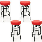Kit 4 Banquetas Bar Alta Giratória Preta Assento Vermelho - P
