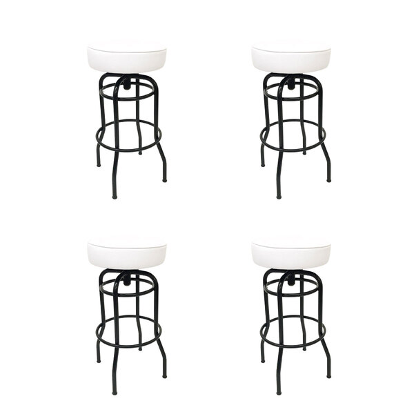 Kit 4 Banquetas Bar Altura 74cm Giratória Preta Assento Branco