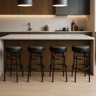 Kit 4 Banquetas Bar Altura 74cm Giratória Preta Assento Preto