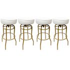 Kit 4 Banquetas Bar Giratória Cor Dourado Fosco Assento Branc