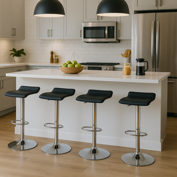 Kit 4 Banquetas Belo Horizonte Preta Alta Giratória Com Encos