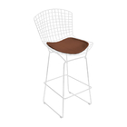 Kit 4 Banquetas Bertoia Branca D60 Com Assento Marrom