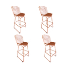 Kit 4 Banquetas Bertoia Cobre D80 Com Assento Cobre