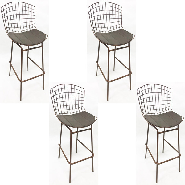 Kit 4 Banquetas Bertóia Cor Ferrugem Tubular Altura 70cm - Po