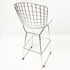 Kit 4 Banquetas Bertoia Cromada Assento Branco Altura 70cm -