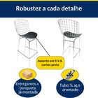 Kit 4 Banquetas Bertoia Cromada Assento Preto Tubular Altura