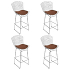 Kit 4 Banquetas Bertoia Cromada D60 Com Assento Sintético Mar