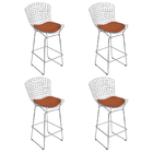 Kit 4 Banquetas Bertoia Cromada D70 Com Assento Sintético Cob