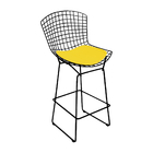 Kit 4 Banquetas Bertoia Preta D70 Com Assento Amarelo
