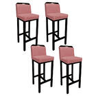 Kit 4 Banquetas Bia Suede Rosê Aplique E Base Preta