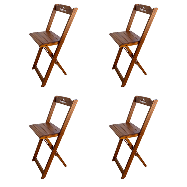 Kit 4 Banquetas Bistrô Dobrável Madeira Personalizada Hei Imb