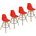 Kit 4 Banquetas Charles Eames Eiffel Wood Design Base Fixa Ma
