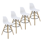 Kit 4 Banquetas Charles Eames Eiffel Wood Design Base Fixa Ma