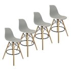 Kit 4 Banquetas Charles Eames Eiffel Wood Design Base Fixa Ma