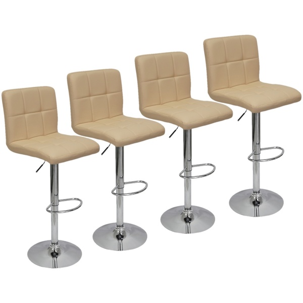 Kit 4 Banquetas Confort Gomos Estofada Giratória Preta Branca