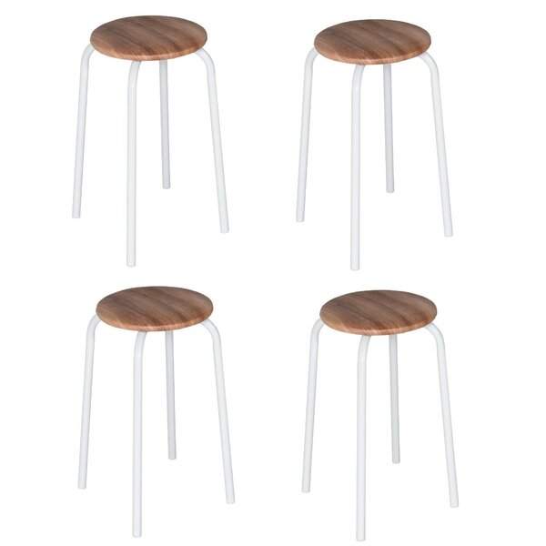 Kit 4 Banquetas Corino Espuma D12 48x33cm Aço Expert  Branco/