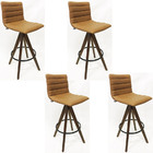 Kit 4 Banquetas Decorativa Jaque Cor Canela Base Giratória Ma