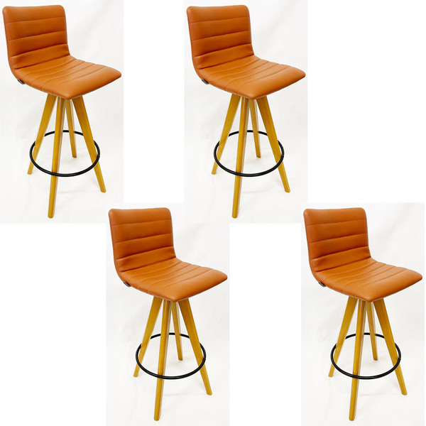 Kit 4 Banquetas Decorativa Jaque Cor Cobre Base Giratória Mad