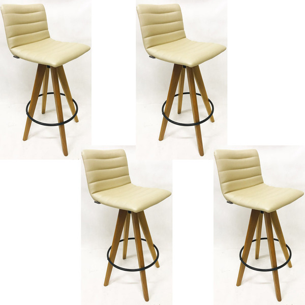 Kit 4 Banquetas Decorativa Jaque Facto Champanhe Base Giratór