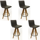 Kit 4 Banquetas Decorativa Jaque Facto Marrom Base Giratória