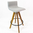 Kit 4 Banquetas Decorativa Pérola Tecido Linho Base Giratória