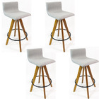 Kit 4 Banquetas Decorativa Pérola Tecido Linho Base Giratória