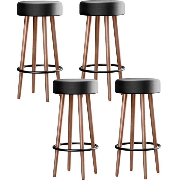 Kit 4 Banquetas Decorativas Berlin Courino Preto Salaone