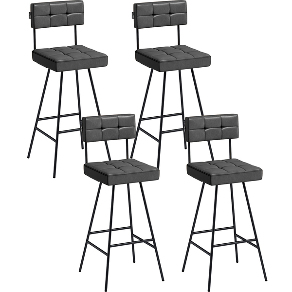 Kit 4 Banquetas Decorativas Madri Courino Preto Salaone