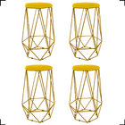 Kit 4 Banquetas Decorativas Para Bar Hexágonal Aramado Base D