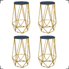 Kit 4 Banquetas Decorativas Para Bar Hexágonal Aramado Base D