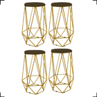 Kit 4 Banquetas Decorativas Para Bar Hexágonal Aramado Base D