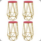 Kit 4 Banquetas Decorativas Para Bar Hexágonal Aramado Base D