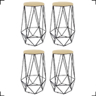 Kit 4 Banquetas Decorativas Para Bar Hexágonal Aramado Base P