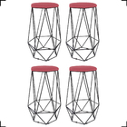 Kit 4 Banquetas Decorativas Para Bar Hexágonal Aramado Base P
