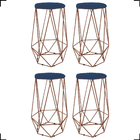 Kit 4 Banquetas Decorativas Para Sala Hexágonal Aramado Base