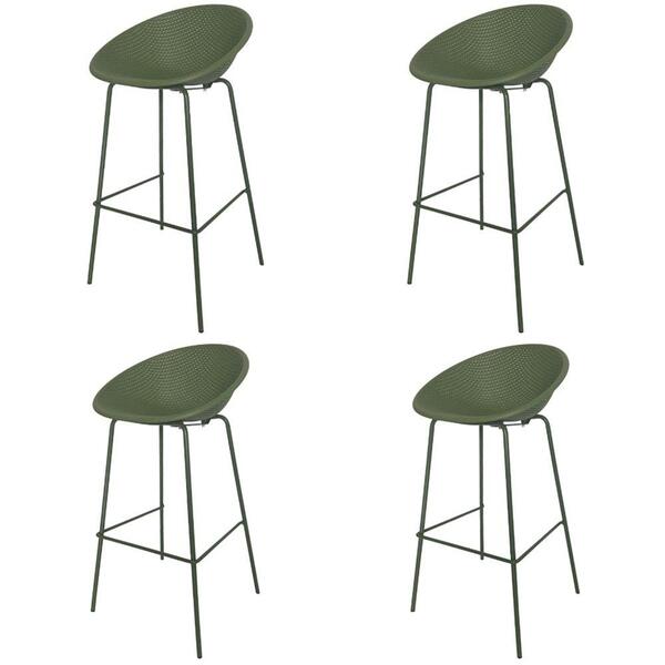 Kit 4 Banquetas Drops Rivatti Em Polipropileno Verde Base Des