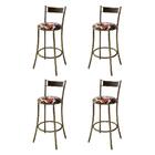 Kit 4 Banquetas Em Aço E Junco Pequim Floral Bromelia Vermelh