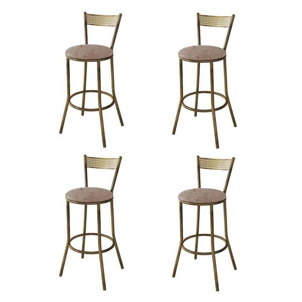 Kit 4 Banquetas Em Aço Sofia Bege Lunar - Cor: Cinza