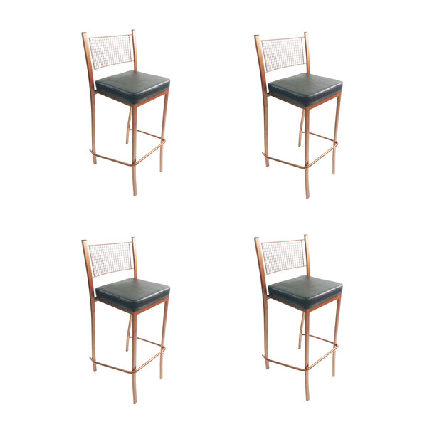 Kit 4 Banquetas Empilhável Cobre Alta Assento Preto - Poltron