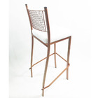 Kit 4 Banquetas Empilhável Cobre Altura 65cm Assento Branco -