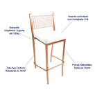 Kit 4 Banquetas Empilhável Cobre Altura 65cm Assento Branco -