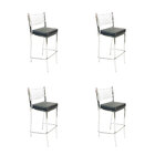 Kit 4 Banquetas Empilhável Cozinha Cromada Alta Assento Preto