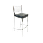 Kit 4 Banquetas Empilhável Cozinha Cromada Alta Assento Preto