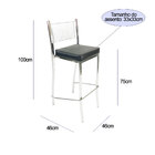 Kit 4 Banquetas Empilhável Cozinha Cromada Alta Assento Preto